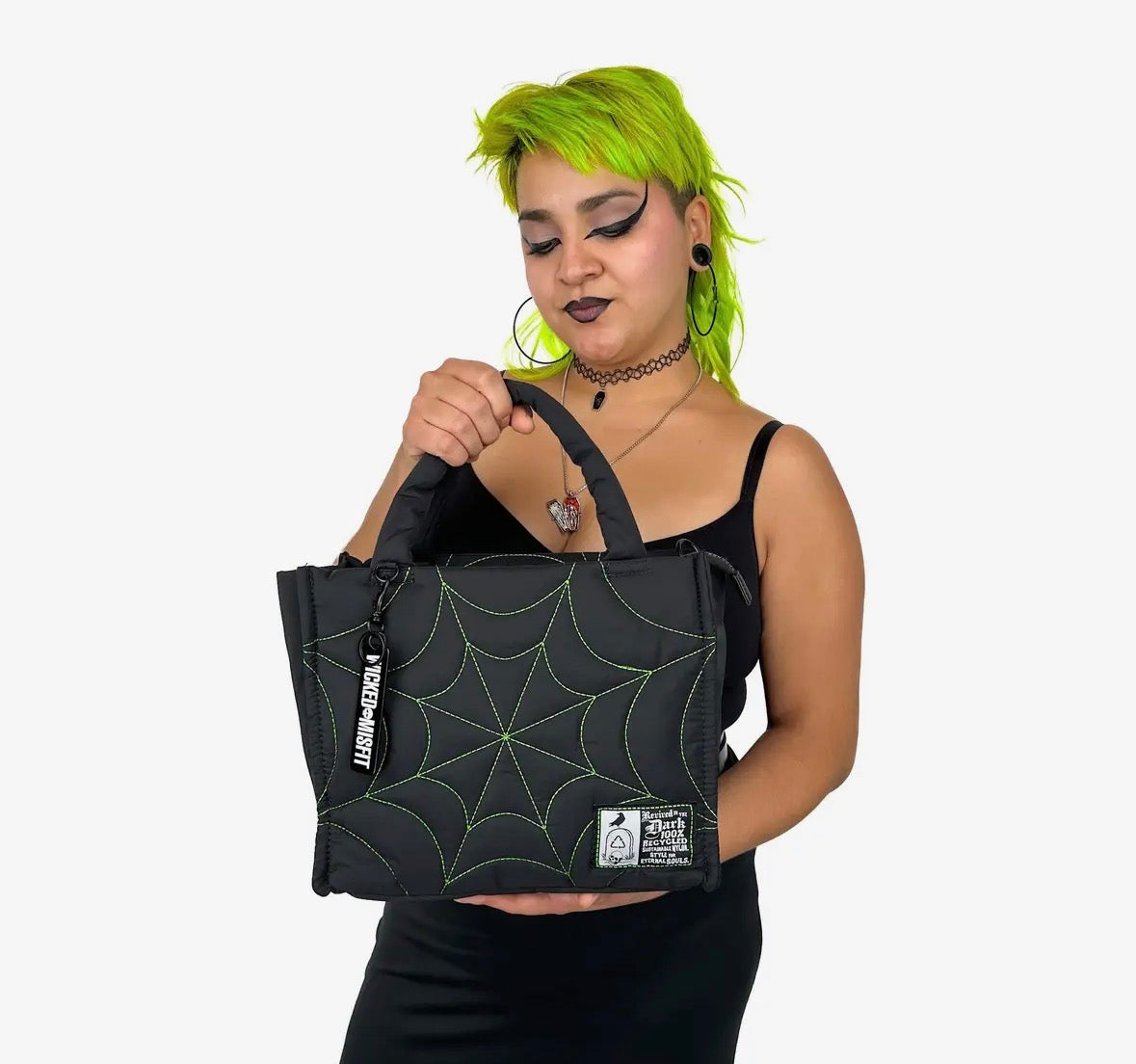 Spiderweb Puff Tote Green