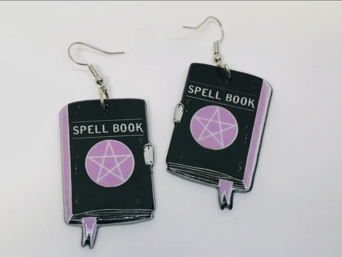 spell book earrings