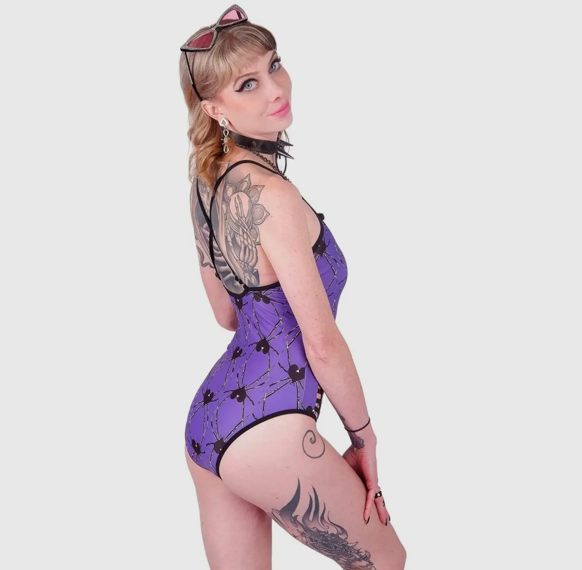 Purple Spider Hearts one piece swim