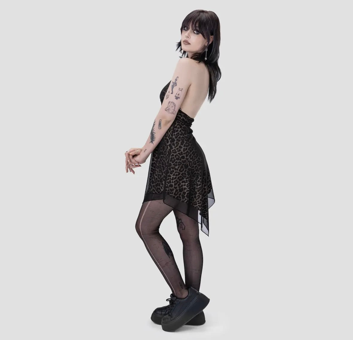 Grave Leapord Mesh Dress