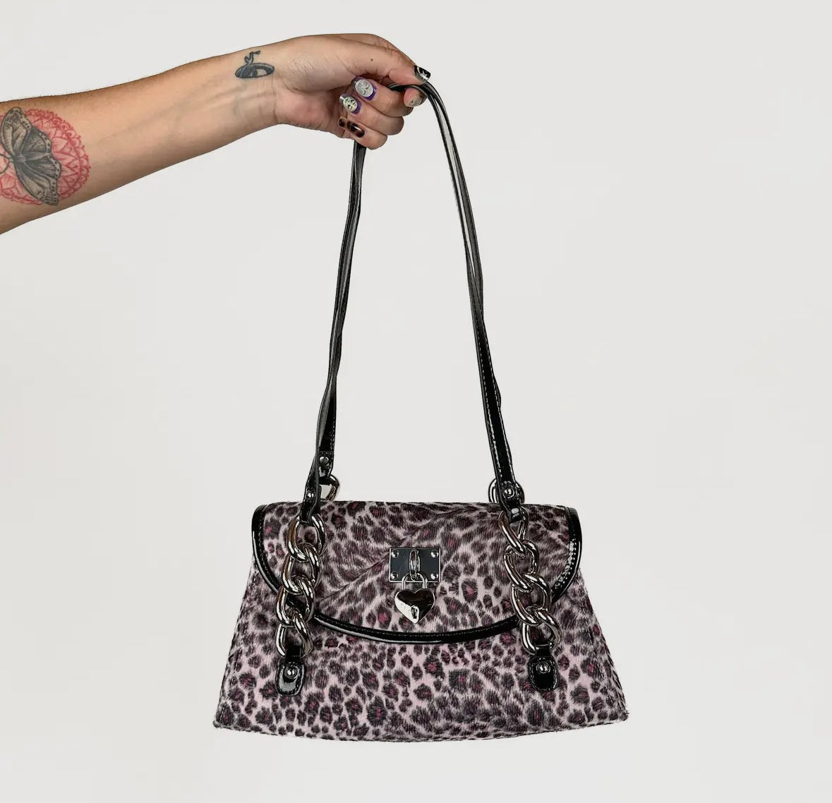 Velour Leopard Bag Pink