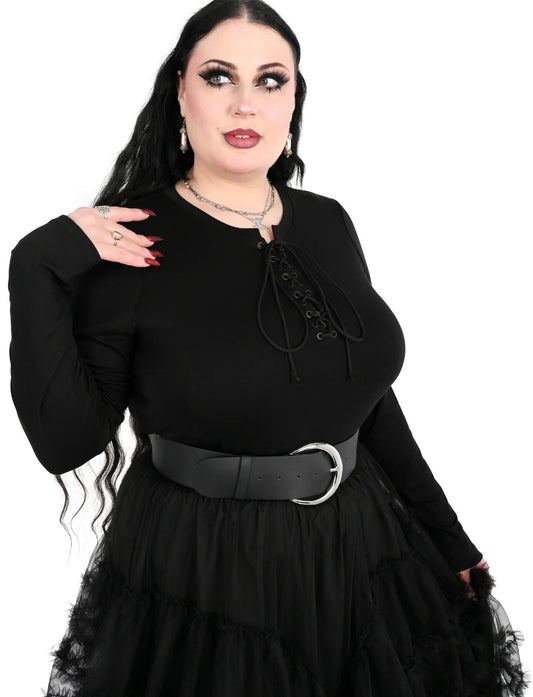 Lace Up Long Sleeve Top