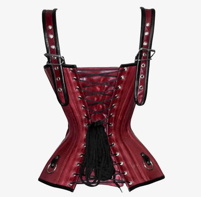 Red/Black Leather Over Bust Corset
