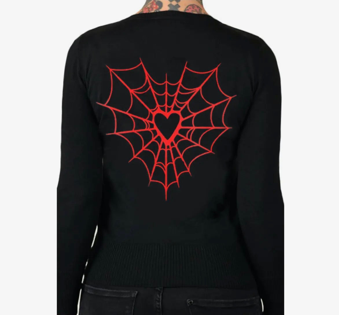 Heart Web Red Cardigan