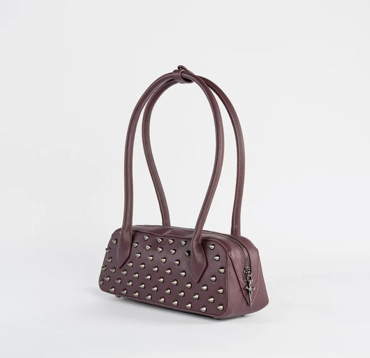 Dravena Spiked Baguette Bag Plum