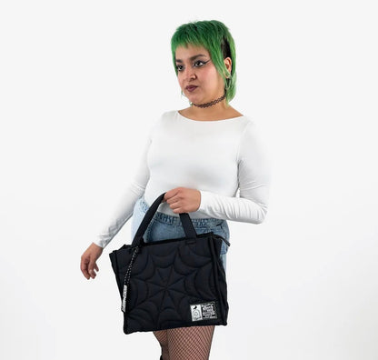 Spiderweb Puff Tote Black