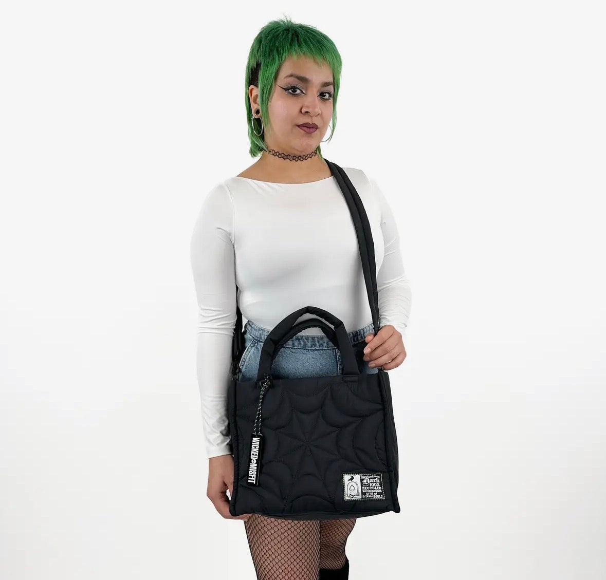 Spiderweb Puff Tote Black