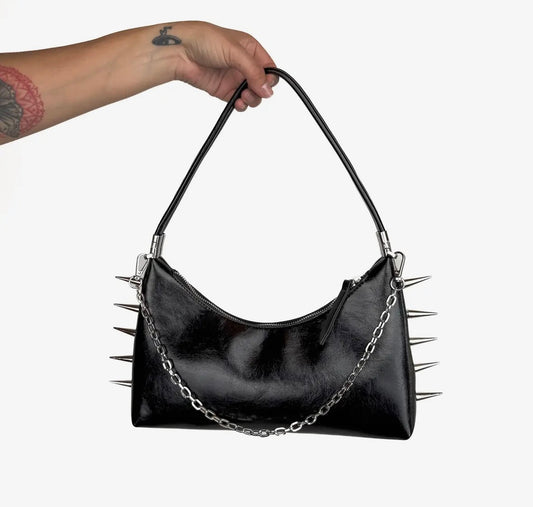 Spiked 3 in 1 convertible Shoulder Bag Black