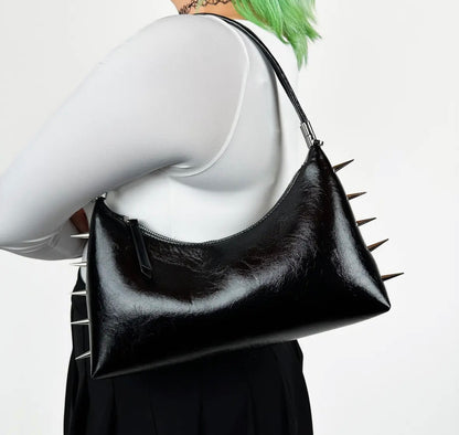 Spiked 3 in 1 convertible Shoulder Bag Black
