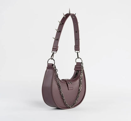 Chain & Spike Handbag Cherry Plum