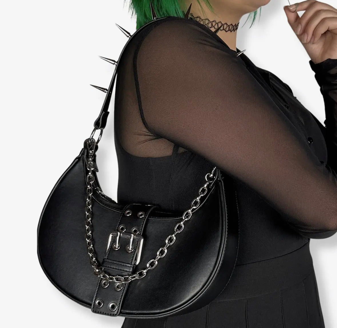 Chain & Spike Handbag black