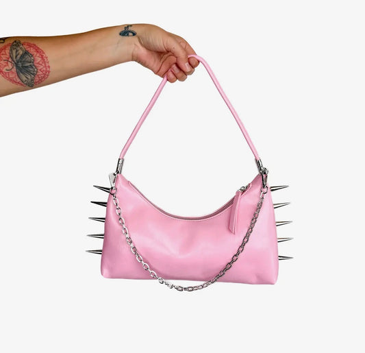 Spiked 3 in 1 Shoulder Bag Pink