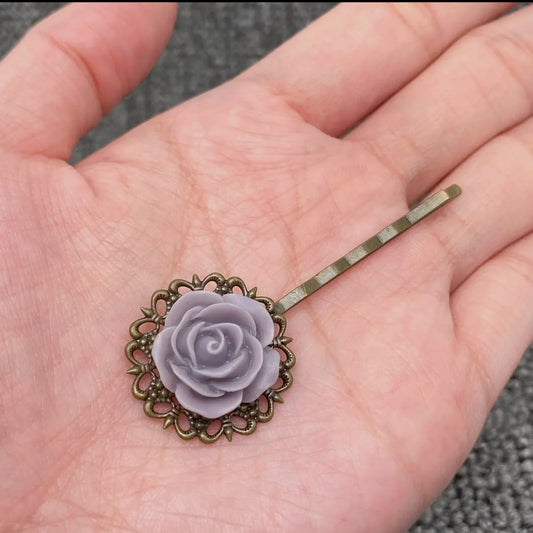 Flower Hair Pin Purple