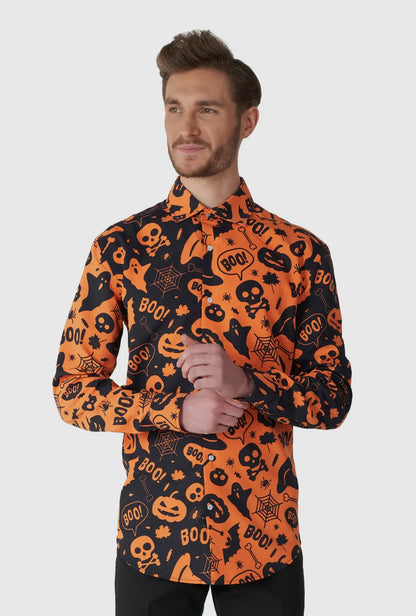 Orange Halloween Button Up