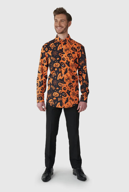 Orange Halloween Button Up