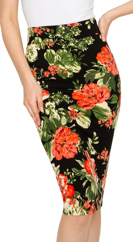 Midi Pencil Floral Red