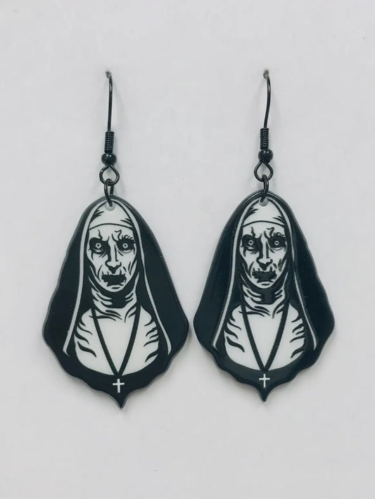 spooky nun earrings