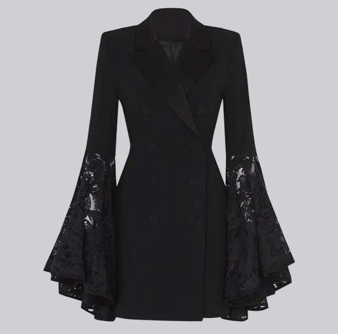 lace sleeve blazer dress boohoo Women's Lace Hem Blazer Dress in Black | Size: 10
