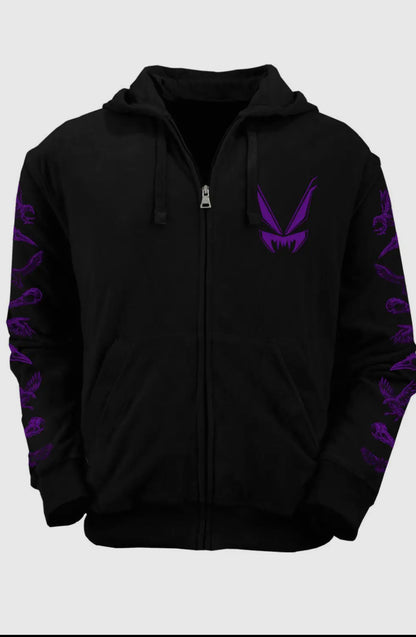 Death Raven zip up Hoodie W/ Crow sleeves