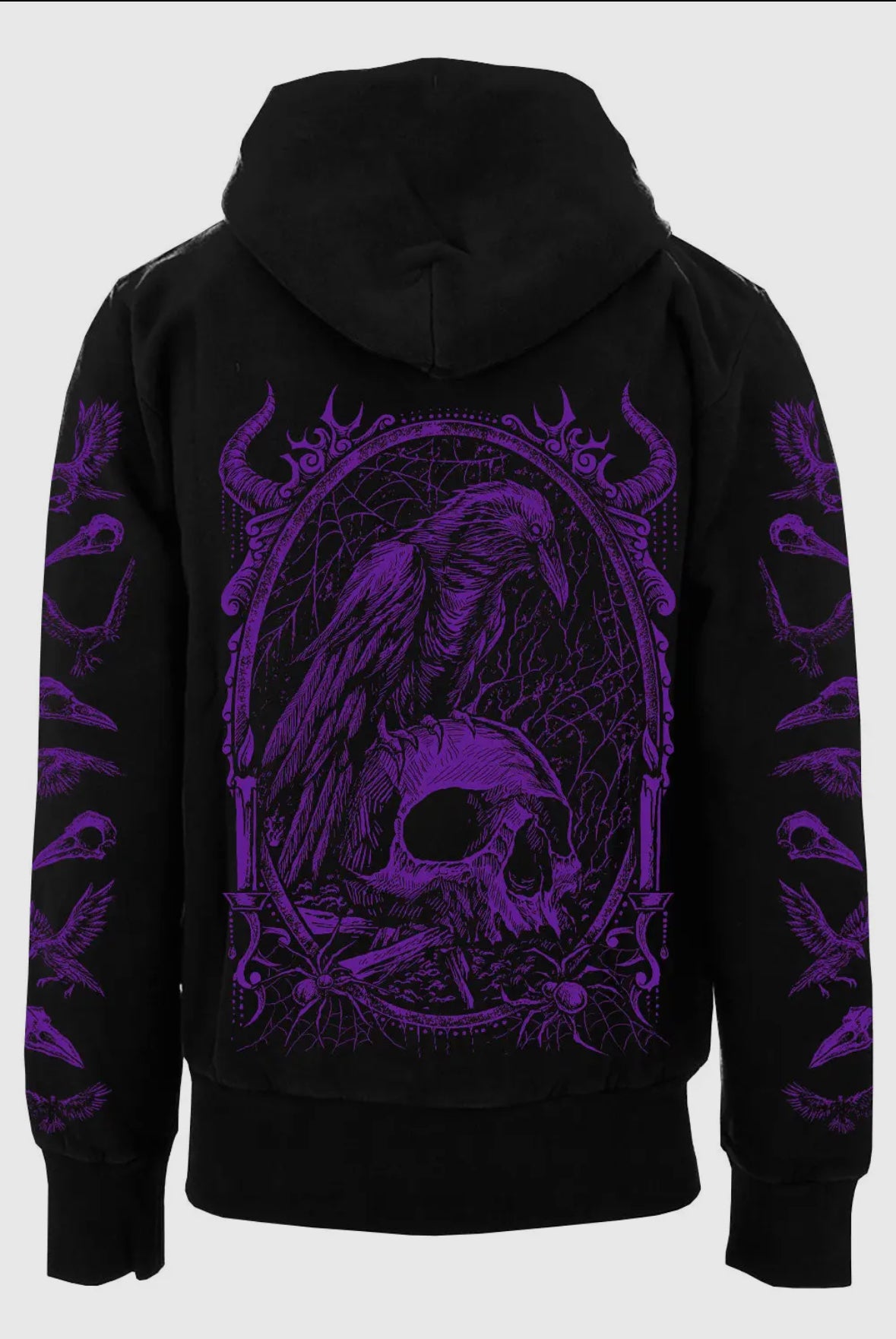 Death Raven zip up Hoodie W/ Crow sleeves