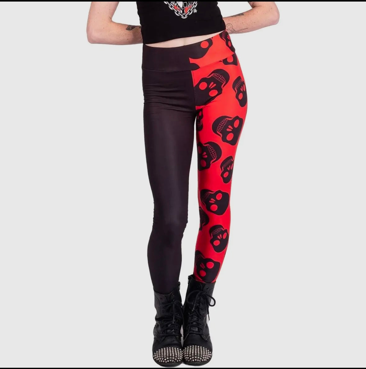 Two Tones red skull leggings