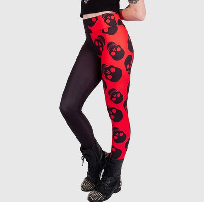 Two Tones red skull leggings