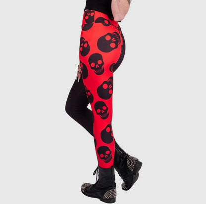 Two Tones red skull leggings