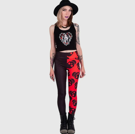 Two Tones red skull leggings