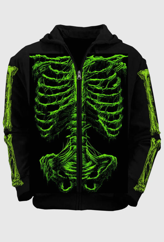 Zombie Rot Skeleton Zip up Hoodie